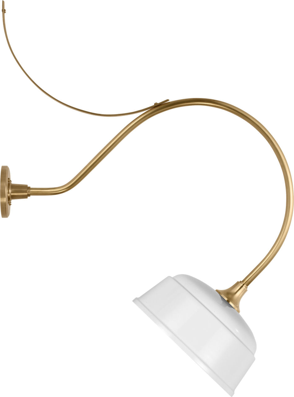 Academy 26.5" Anchored Larrabee Barn Light | Hand-Rubbed Antique Brass | 12.5 | 12.5" White Rockhouse Shade