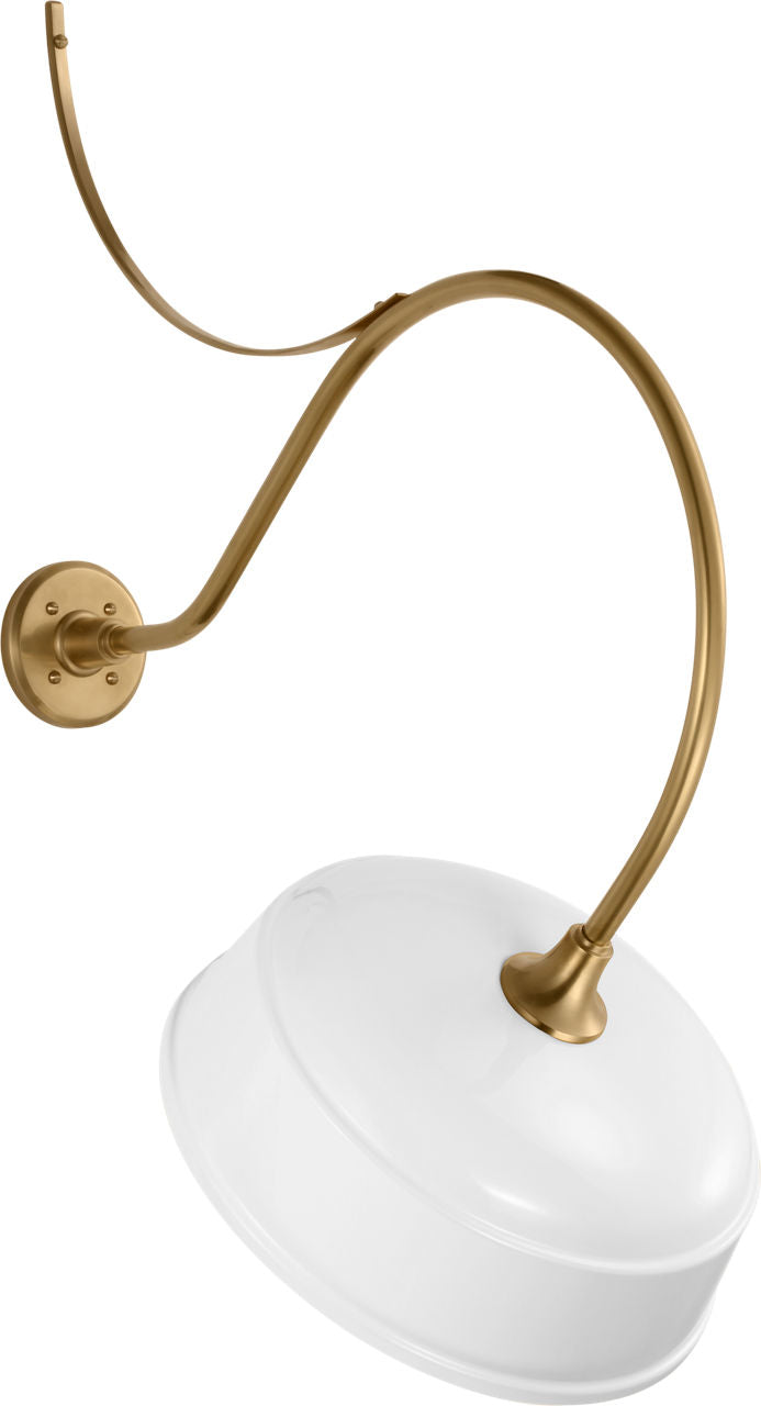 Academy 26.5" Anchored Larrabee Barn Light | Hand-Rubbed Antique Brass | 16 | 16" White Rockhouse Shade