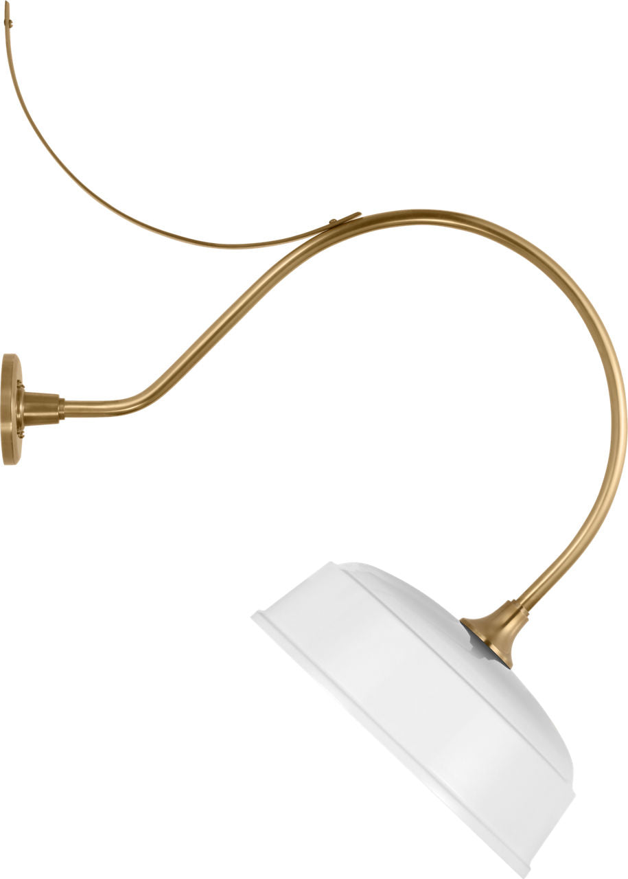 Academy 26.5" Anchored Larrabee Barn Light | Hand-Rubbed Antique Brass | 16 | 16" White Rockhouse Shade