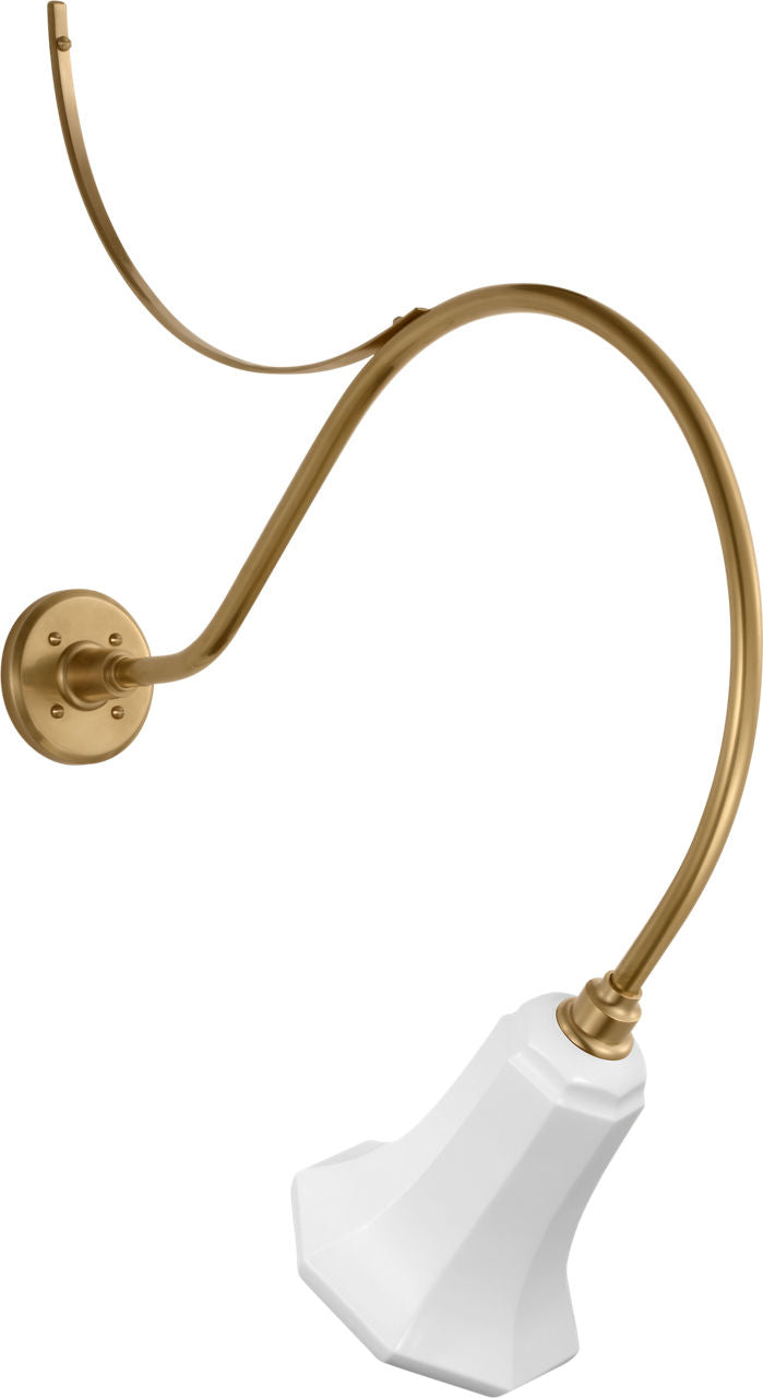 Academy 26.5" Anchored Larrabee Barn Light | Hand-Rubbed Antique Brass | 7.5 | 7.5" White Savannah Shade