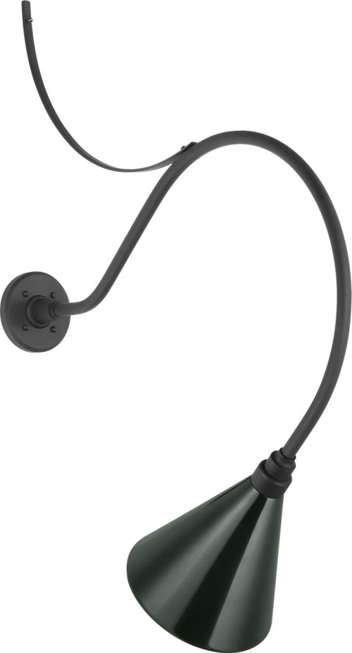 Academy 26.5" Anchored Larrabee Barn Light | Matte Black | 9 | 9" Green Conical Savannah Shade
