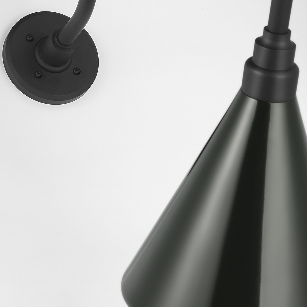 Academy 26.5" Anchored Larrabee Barn Light | Matte Black | 9 | 9" Green Conical Savannah Shade