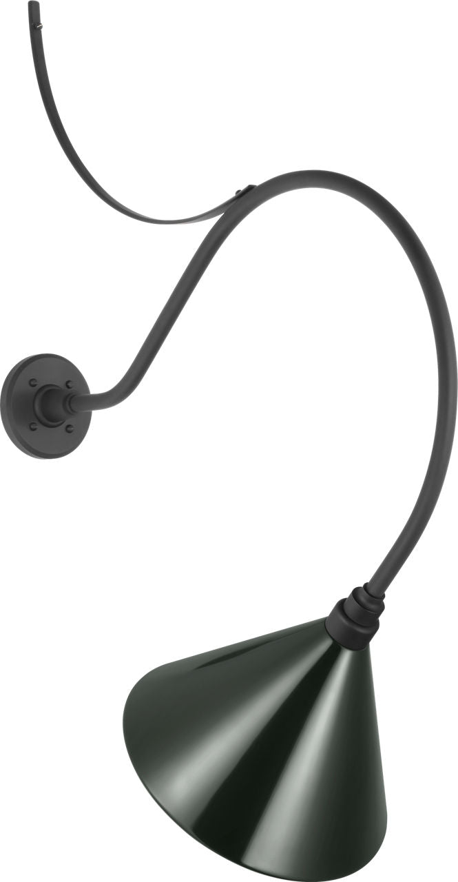 Academy 26.5" Anchored Larrabee Barn Light | Matte Black | 12.5 | 12.5" Green Conical Savannah Shade