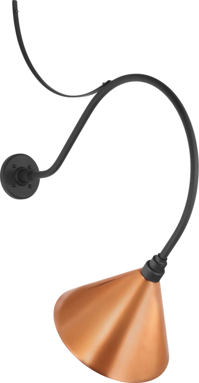 Academy 26.5" Anchored Larrabee Barn Light | Matte Black | 12.5 | 12.5" Soft Copper Conical Savannah Shade