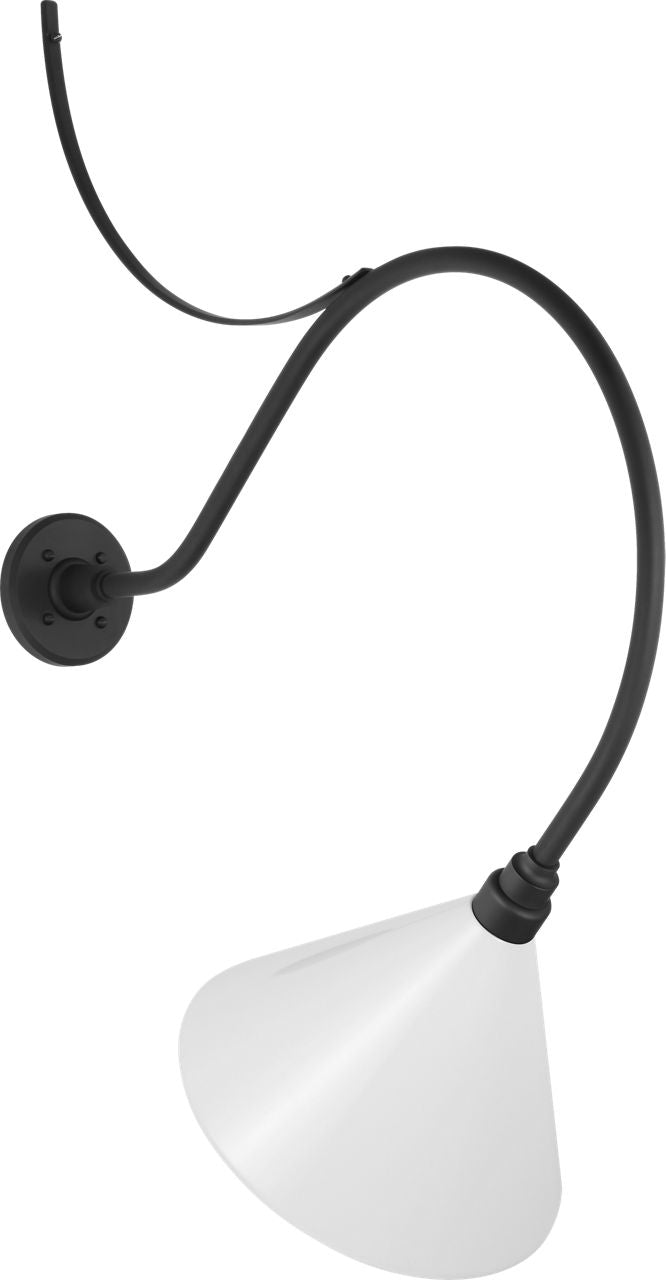 Academy 26.5" Anchored Larrabee Barn Light | Matte Black | 12.5 | 12.5" White Conical Savannah Shade
