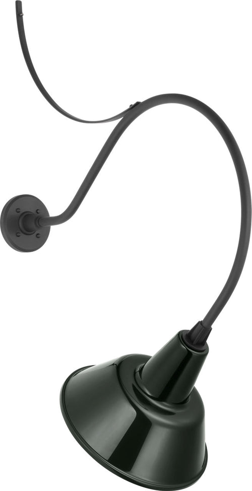Academy 26.5" Anchored Larrabee Barn Light | Matte Black | 12.5 | 12.5" Green Bowers Shade