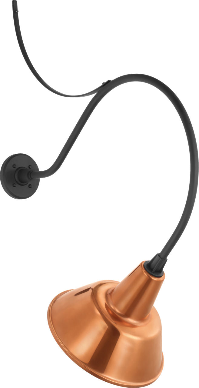 Academy 26.5" Anchored Larrabee Barn Light | Matte Black | 12.5 | 12.5" Soft Copper Bowers Shade
