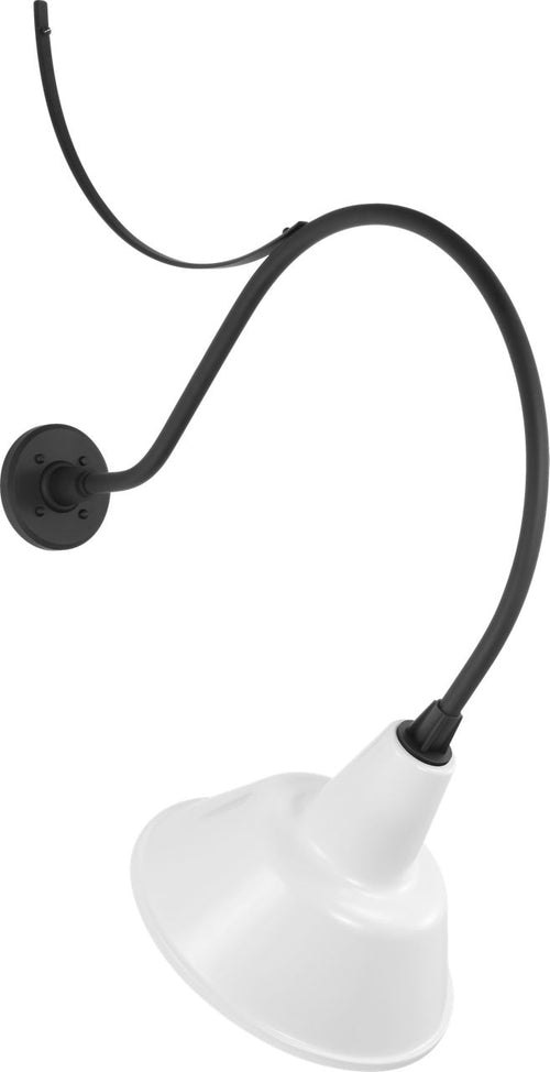 Academy 26.5" Anchored Larrabee Barn Light | Matte Black | 12.5 | 12.5" White Bowers Shade