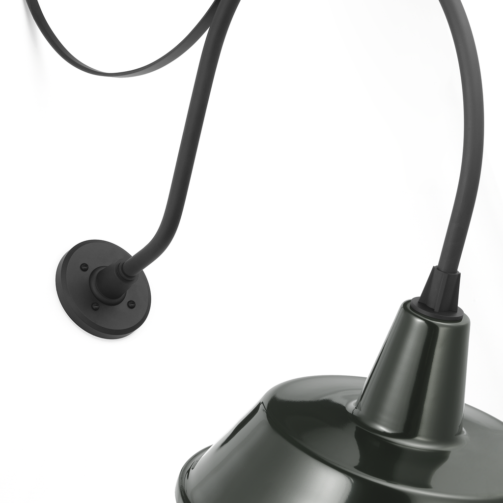 Academy 26.5" Anchored Larrabee Barn Light | Matte Black | 16 | 16" Green Bowers Shade
