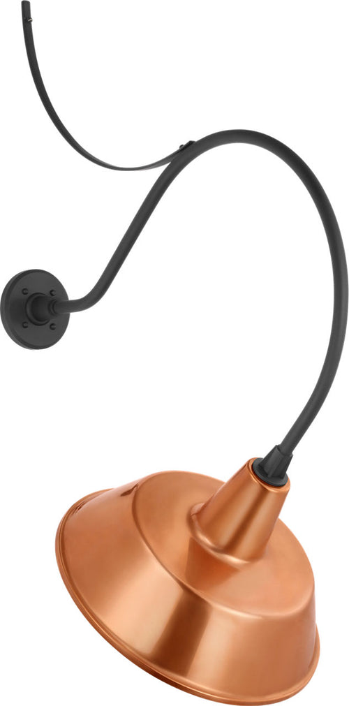 Academy 26.5" Anchored Larrabee Barn Light | Matte Black | 16 | 16" Soft Copper Bowers Shade