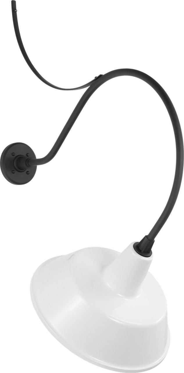 Academy 26.5" Anchored Larrabee Barn Light | Matte Black | 16 | 16" White Bowers Shade