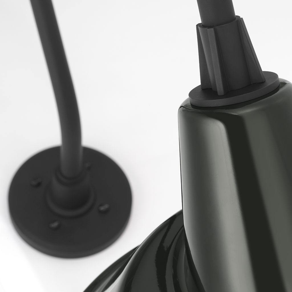 Academy 26.5" Anchored Larrabee Barn Light | Matte Black | 12.5 | 12.5" Green Tilted Bowers Shade