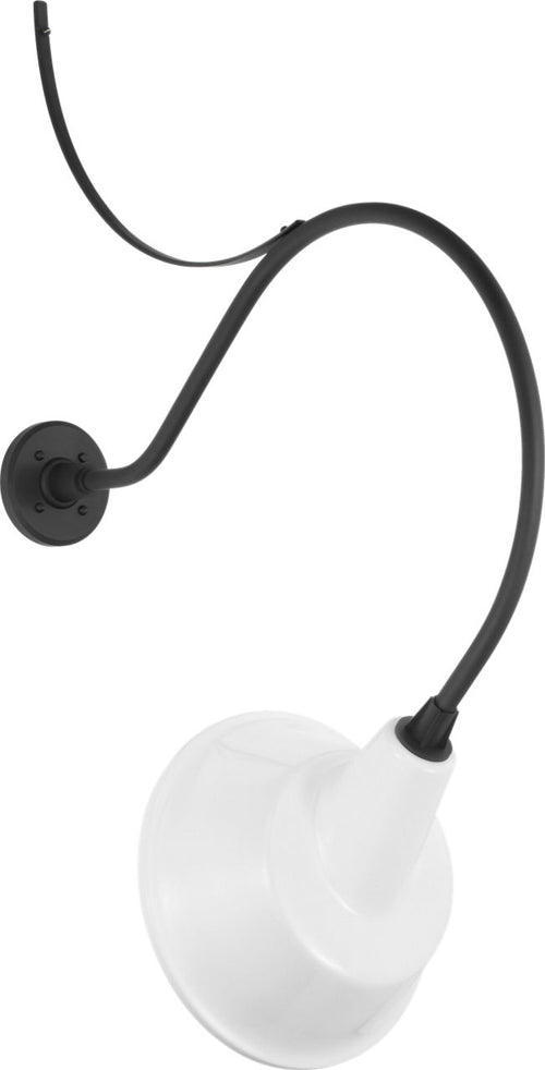 Academy 26.5" Anchored Larrabee Barn Light | Matte Black | 12.5 | 12.5" White Tilted Bowers Shade