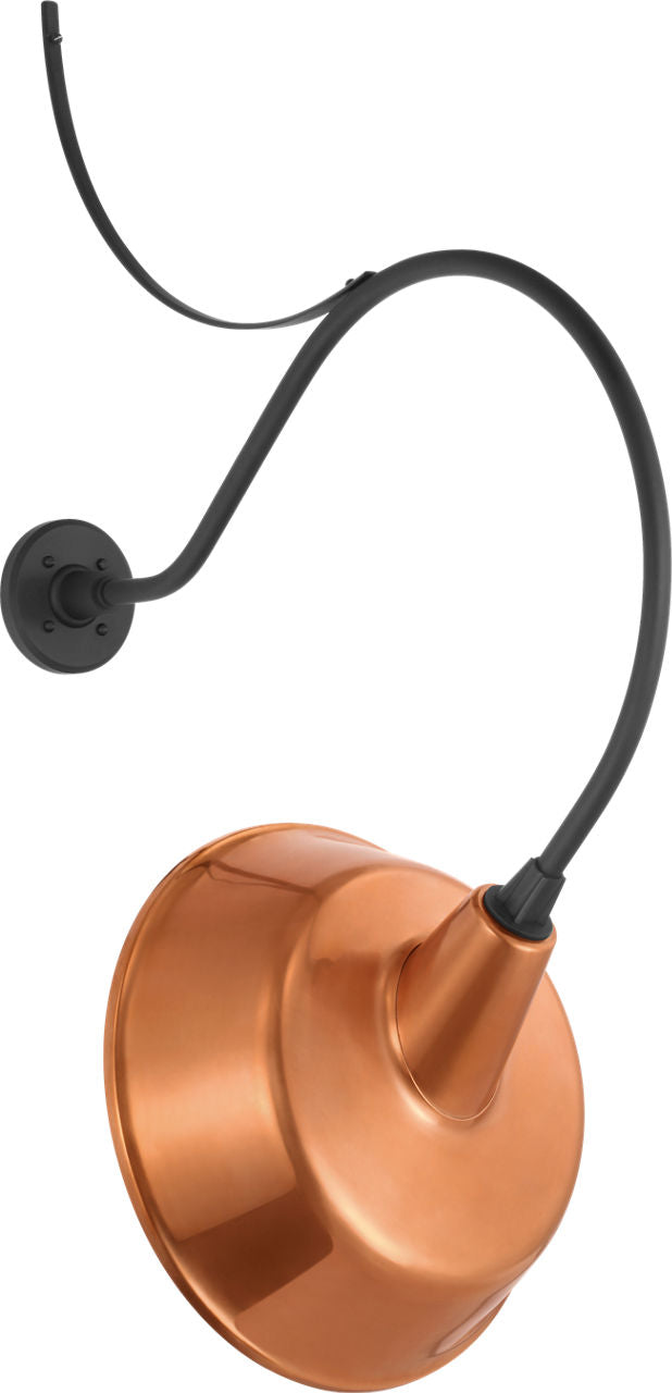Academy 26.5" Anchored Larrabee Barn Light | Matte Black | 16 | 16" Soft Copper Tilted Bowers Shade