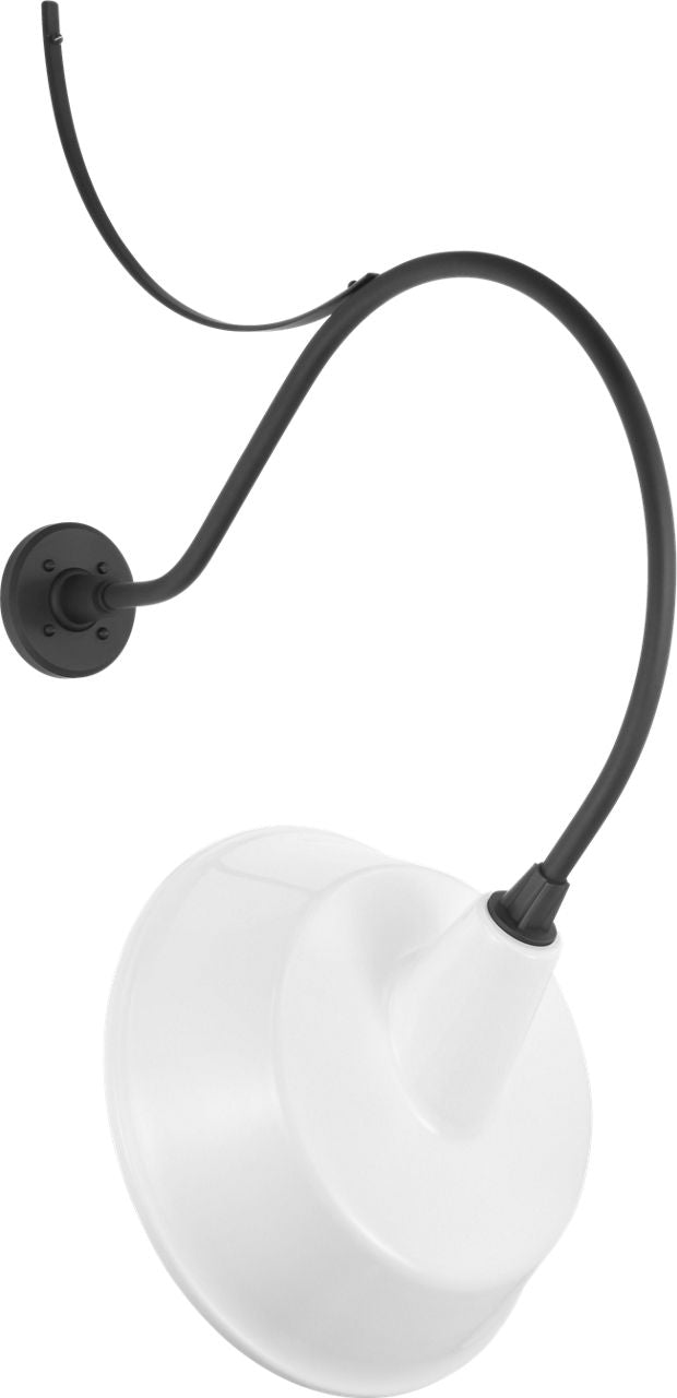 Academy 26.5" Anchored Larrabee Barn Light | Matte Black | 16 | 16" White Tilted Bowers Shade