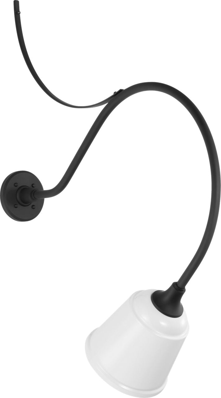 Academy 26.5" Anchored Larrabee Barn Light | Matte Black | 8 | 8" White Rockhouse Shade
