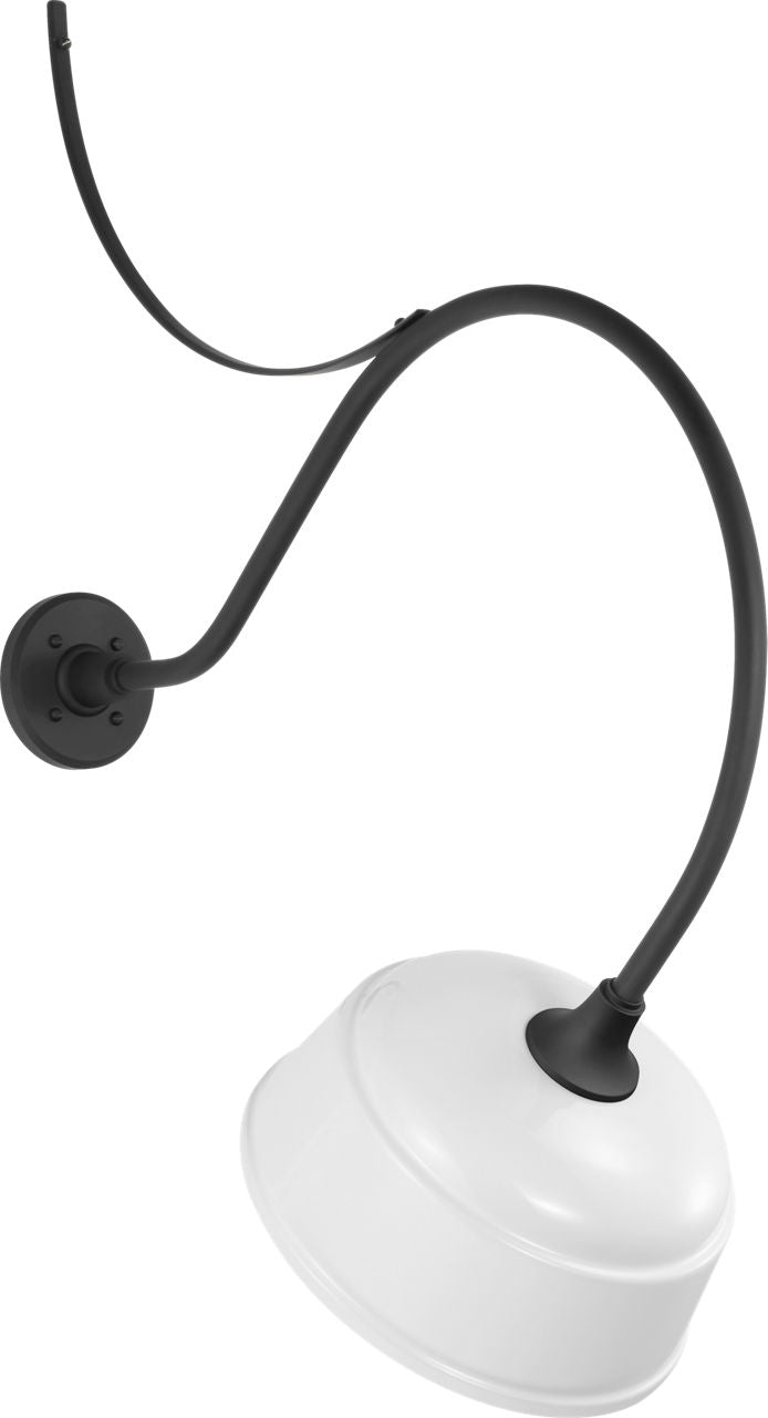 Academy 26.5" Anchored Larrabee Barn Light | Matte Black | 12.5 | 12.5" White Rockhouse Shade