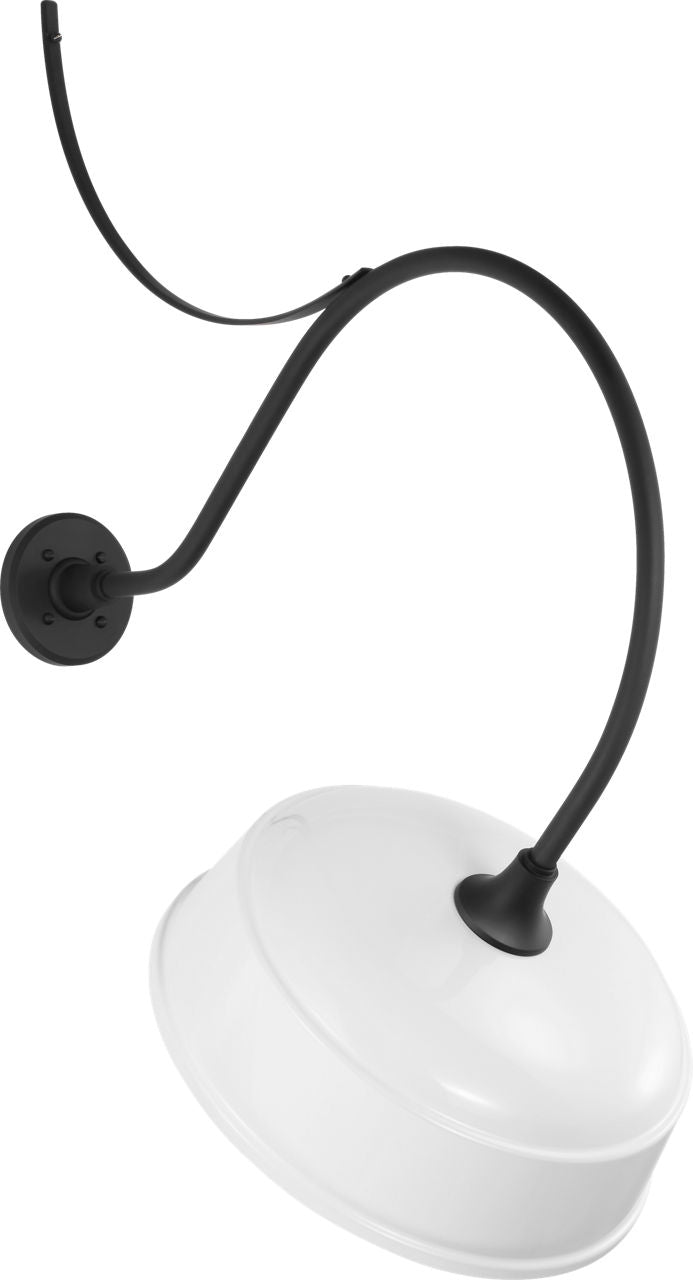 Academy 26.5" Anchored Larrabee Barn Light | Matte Black | 16 | 16" White Rockhouse Shade