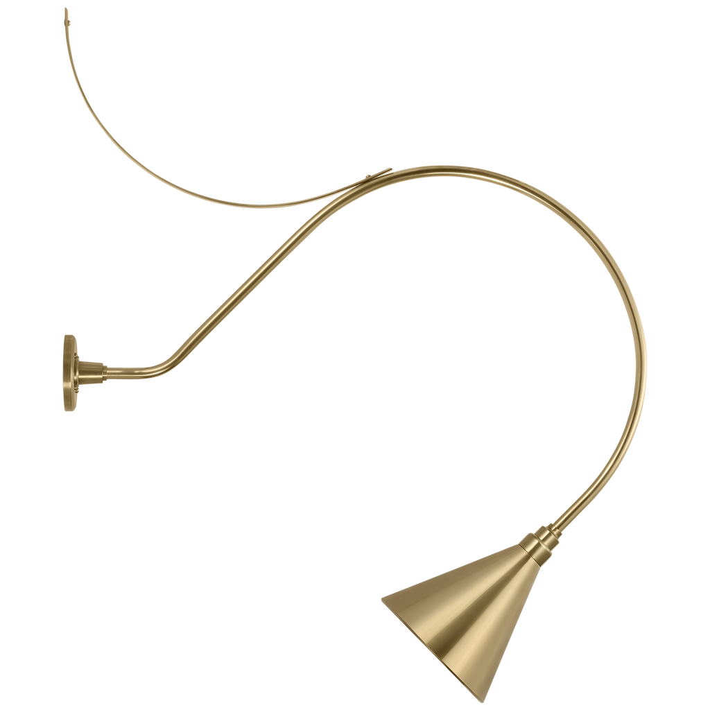 Academy 36" Anchored Larrabee Barn Light | Hand-Rubbed Antique Brass | 9 | 9" Hand-Rubbed Antique Brass Conical Savannah Shade