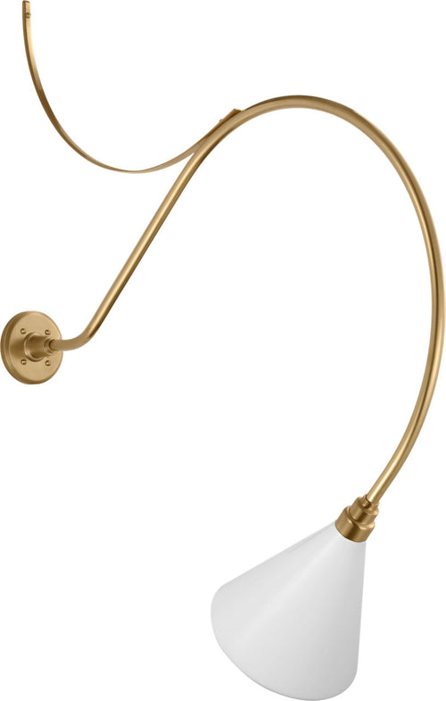 Academy 36" Anchored Larrabee Barn Light | Hand-Rubbed Antique Brass | 9 | 9" White Conical Savannah Shade