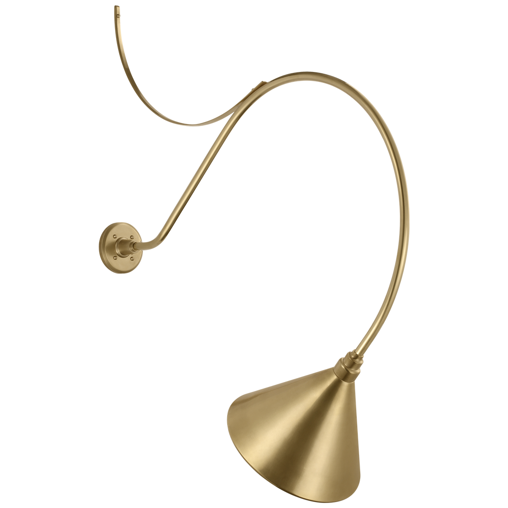 Academy 36" Anchored Larrabee Barn Light | Hand-Rubbed Antique Brass | 12.5 | 12.5" Hand-Rubbed Antique Brass Conical Savannah Shade