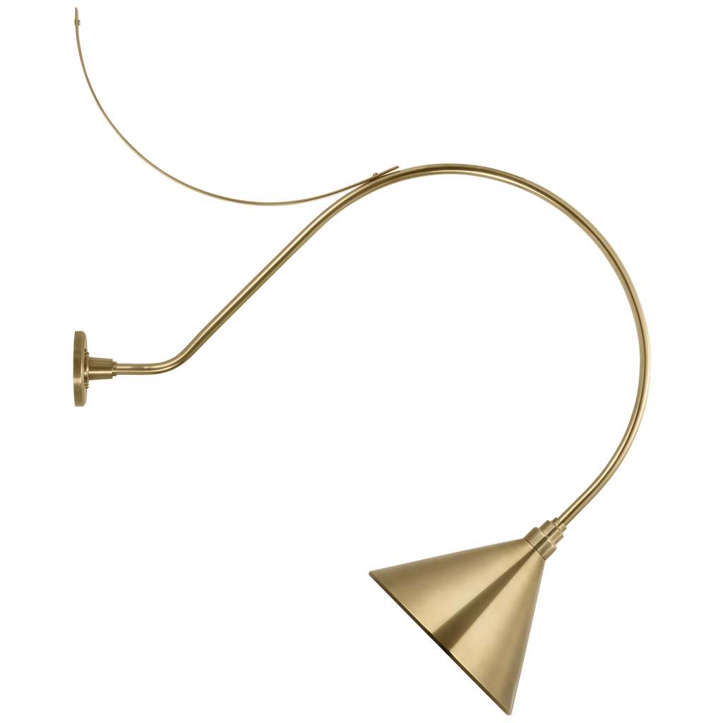 Academy 36" Anchored Larrabee Barn Light | Hand-Rubbed Antique Brass | 12.5 | 12.5" Hand-Rubbed Antique Brass Conical Savannah Shade