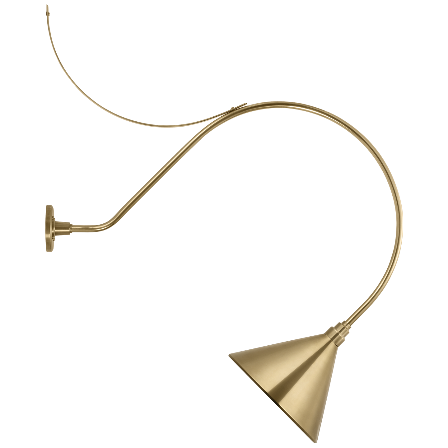Academy 36" Anchored Larrabee Barn Light | Hand-Rubbed Antique Brass | 12.5 | 12.5" Hand-Rubbed Antique Brass Conical Savannah Shade