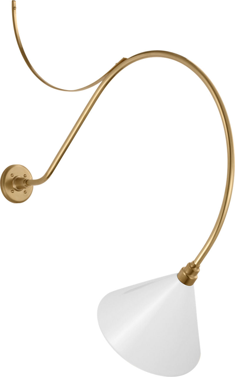 Academy 36" Anchored Larrabee Barn Light | Hand-Rubbed Antique Brass | 12.5 | 12.5" White Conical Savannah Shade