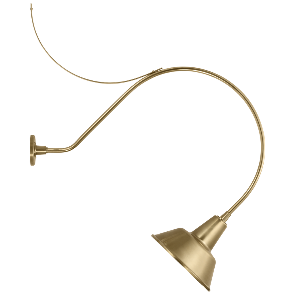 Academy 36" Anchored Larrabee Barn Light | Hand-Rubbed Antique Brass | 12.5 | 12.5" Hand-Rubbed Antique Brass Bowers Shade