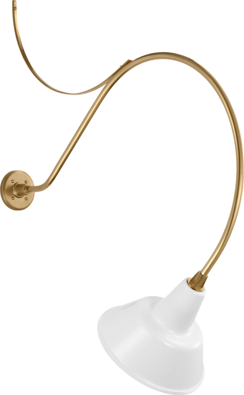 Academy 36" Anchored Larrabee Barn Light | Hand-Rubbed Antique Brass | 12.5 | 12.5" White Bowers Shade