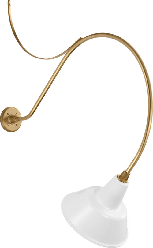 Academy 36" Anchored Larrabee Barn Light | Hand-Rubbed Antique Brass | 12.5 | 12.5" White Bowers Shade