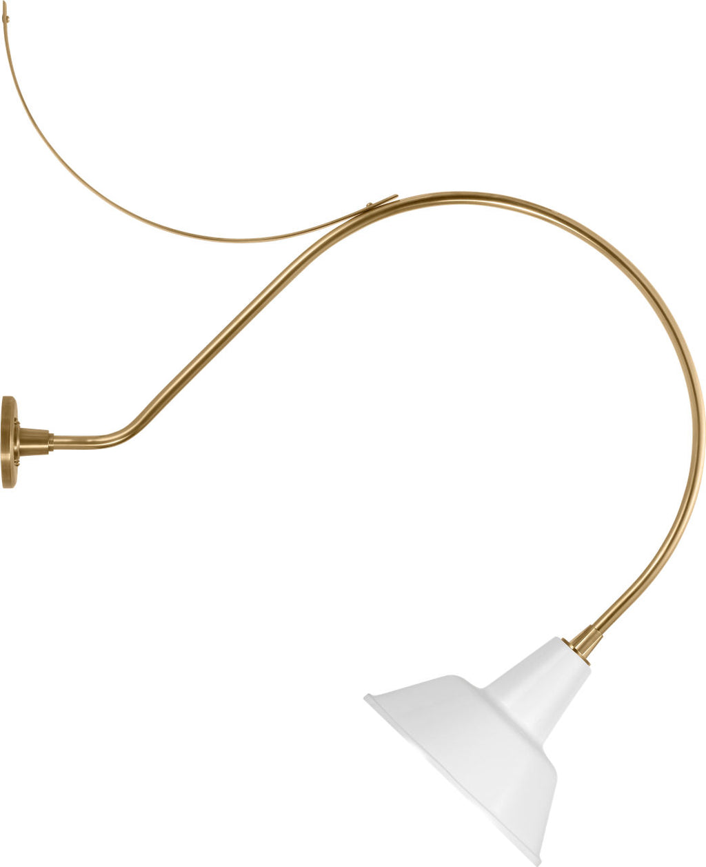 Academy 36" Anchored Larrabee Barn Light | Hand-Rubbed Antique Brass | 12.5 | 12.5" White Bowers Shade