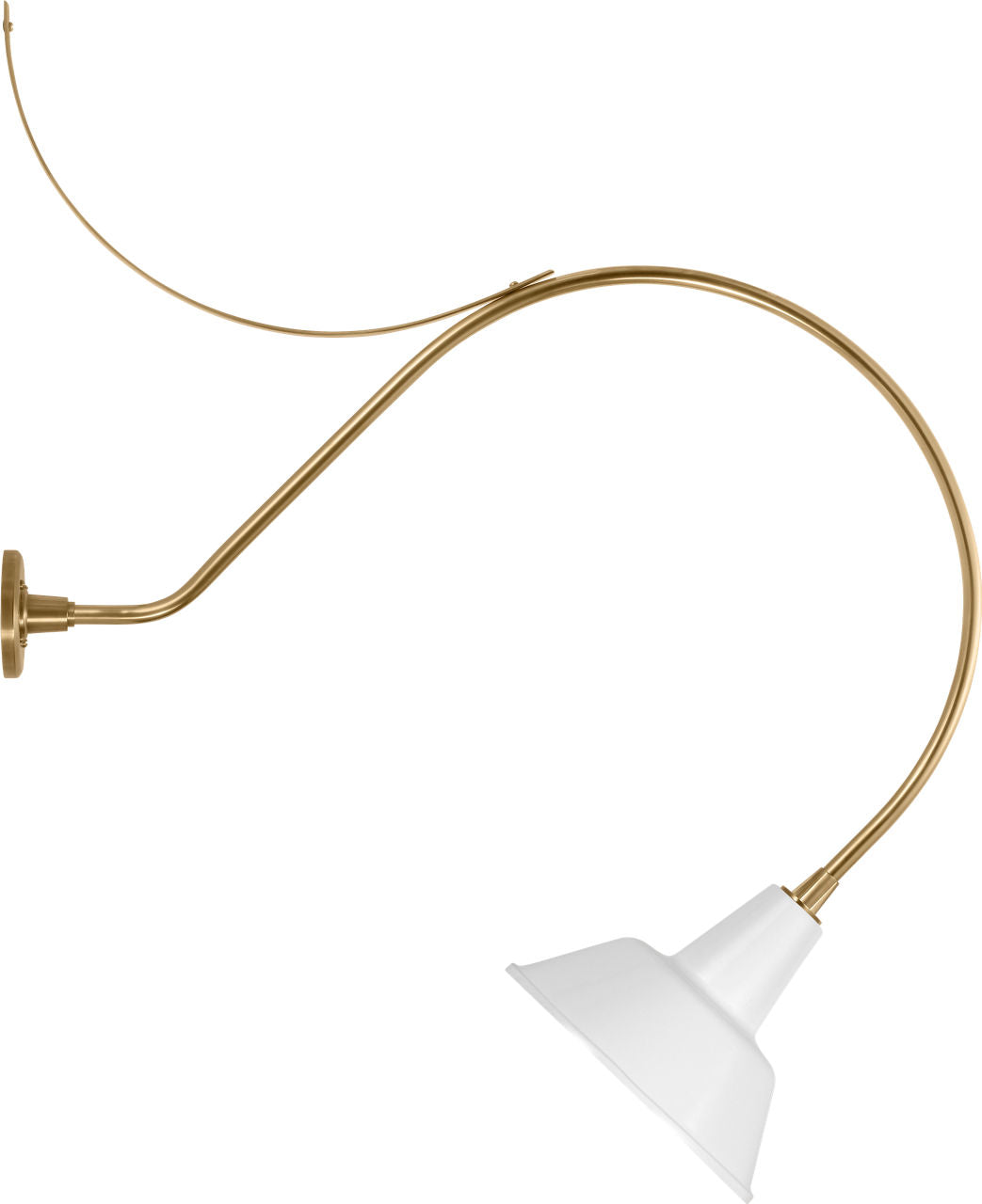 Academy 36" Anchored Larrabee Barn Light | Hand-Rubbed Antique Brass | 12.5 | 12.5" White Bowers Shade