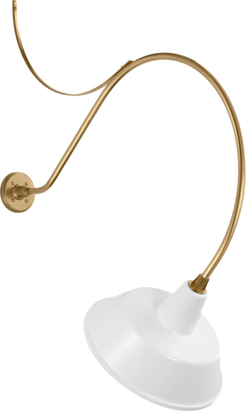 Academy 36" Anchored Larrabee Barn Light | Hand-Rubbed Antique Brass | 16 | 16" White Bowers Shade