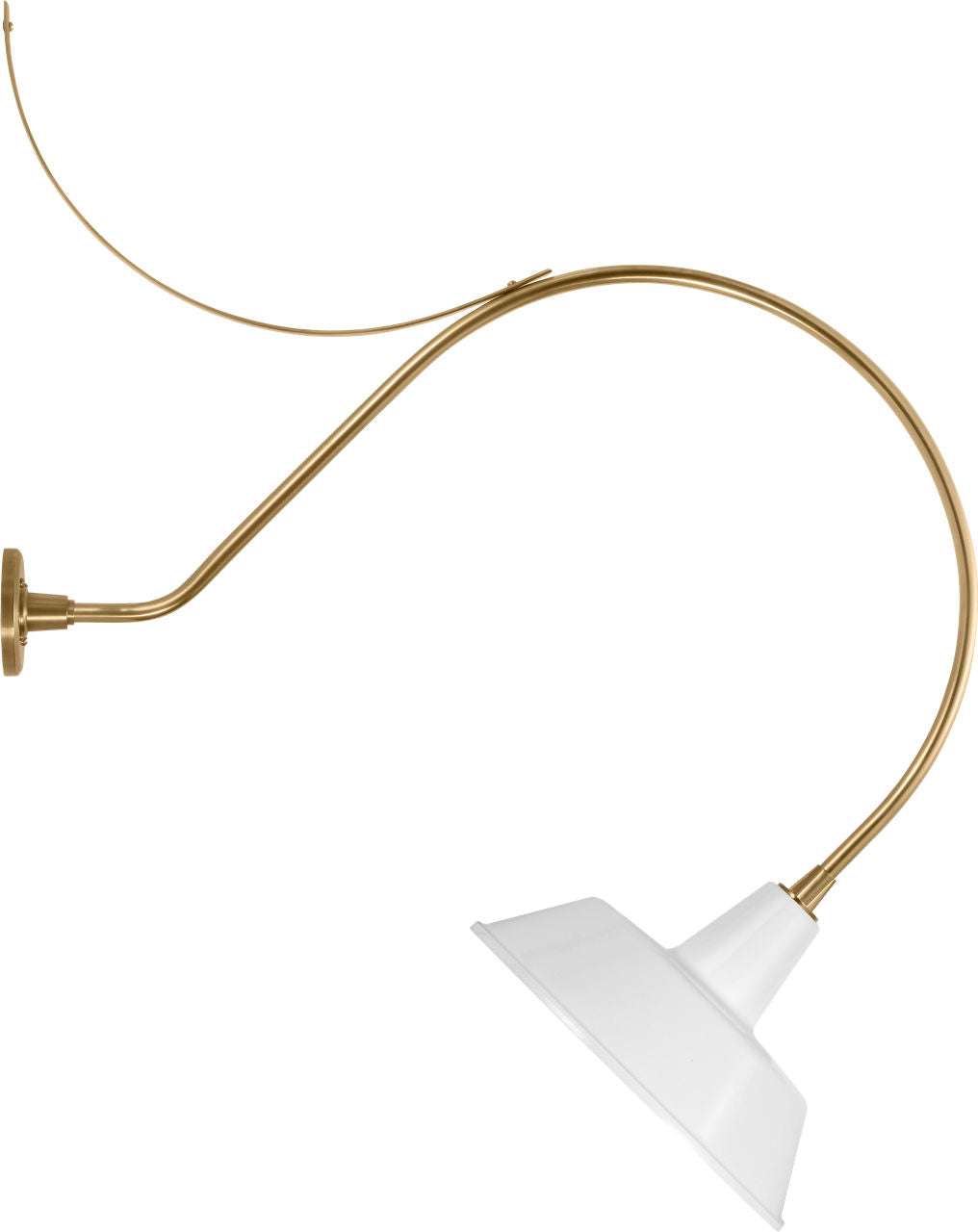 Academy 36" Anchored Larrabee Barn Light | Hand-Rubbed Antique Brass | 16 | 16" White Bowers Shade