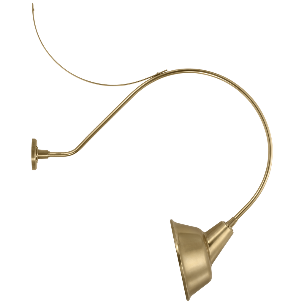 Academy 36" Anchored Larrabee Barn Light | Hand-Rubbed Antique Brass | 12.5 | 12.5" Hand-Rubbed Antique Brass Tilted Bowers Shade