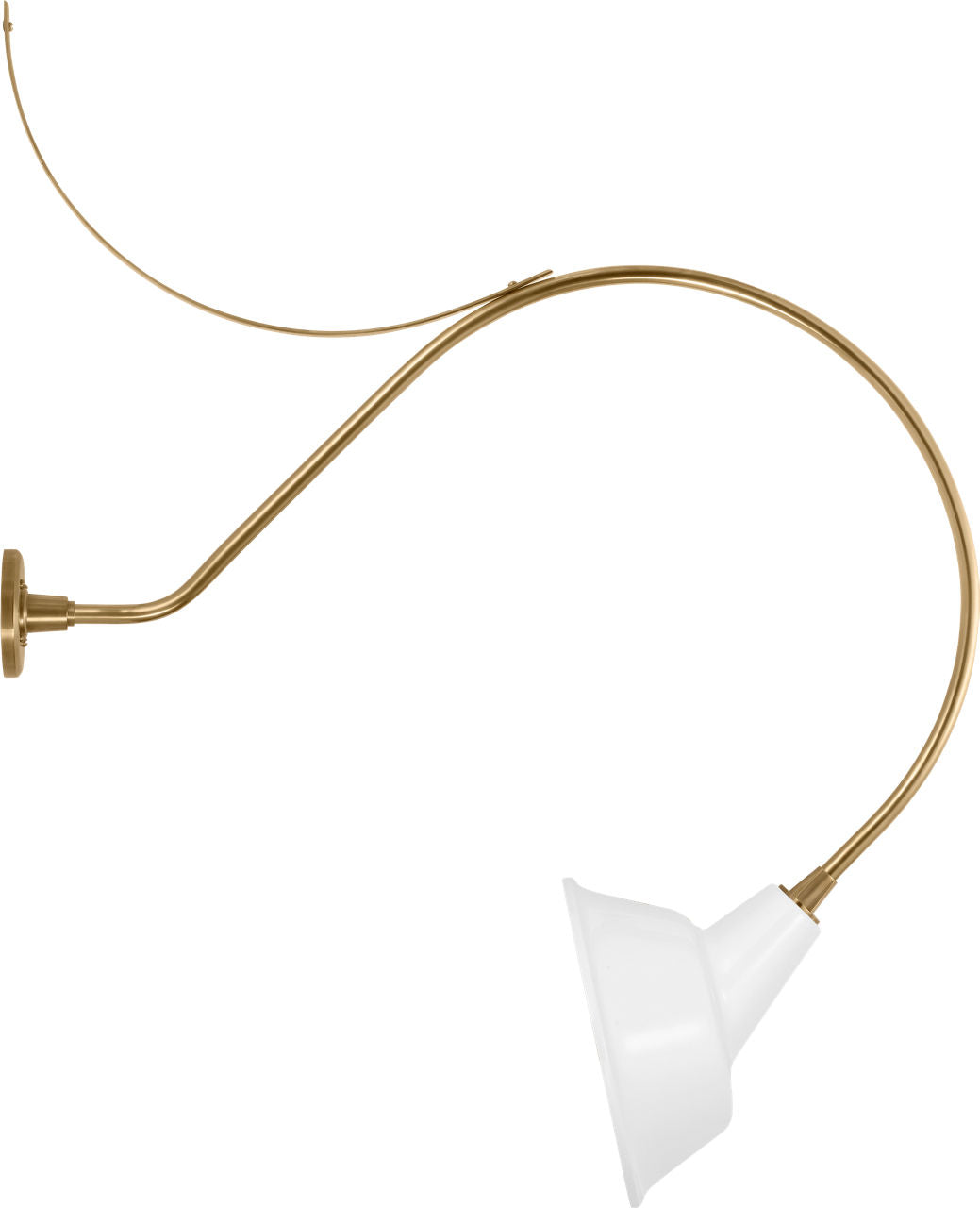 Academy 36" Anchored Larrabee Barn Light | Hand-Rubbed Antique Brass | 12.5 | 12.5" White Tilted Bowers Shade