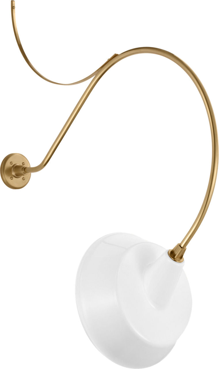 Academy 36" Anchored Larrabee Barn Light | Hand-Rubbed Antique Brass | 16 | 16" White Tilted Bowers Shade