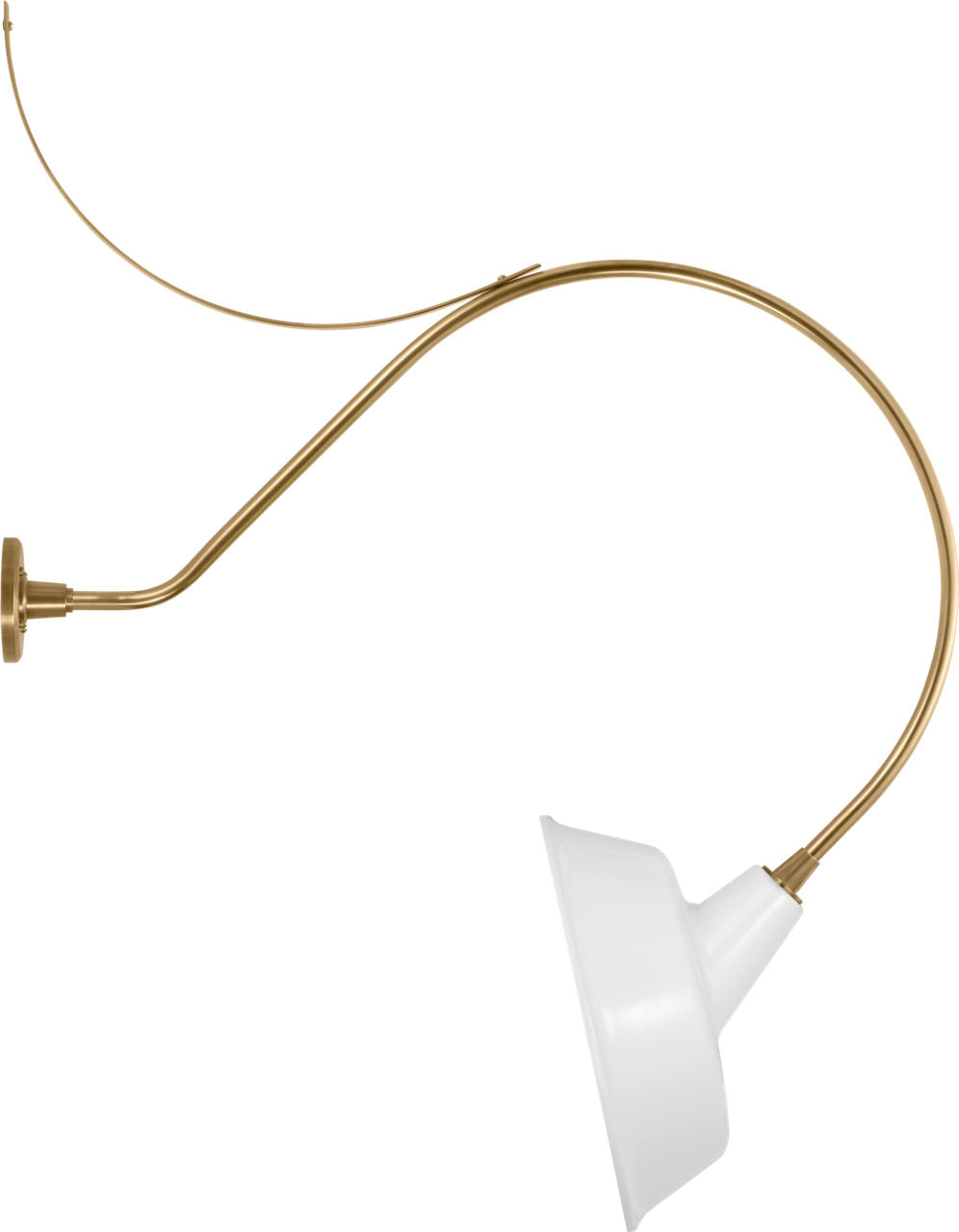 Academy 36" Anchored Larrabee Barn Light | Hand-Rubbed Antique Brass | 16 | 16" White Tilted Bowers Shade