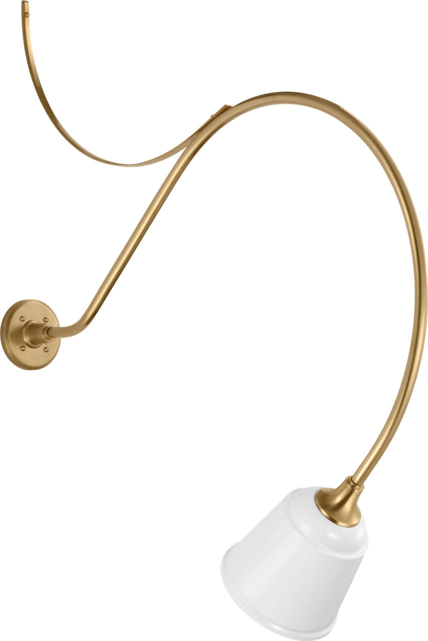 Academy 36" Anchored Larrabee Barn Light | Hand-Rubbed Antique Brass | 8 | 8" White Rockhouse Shade