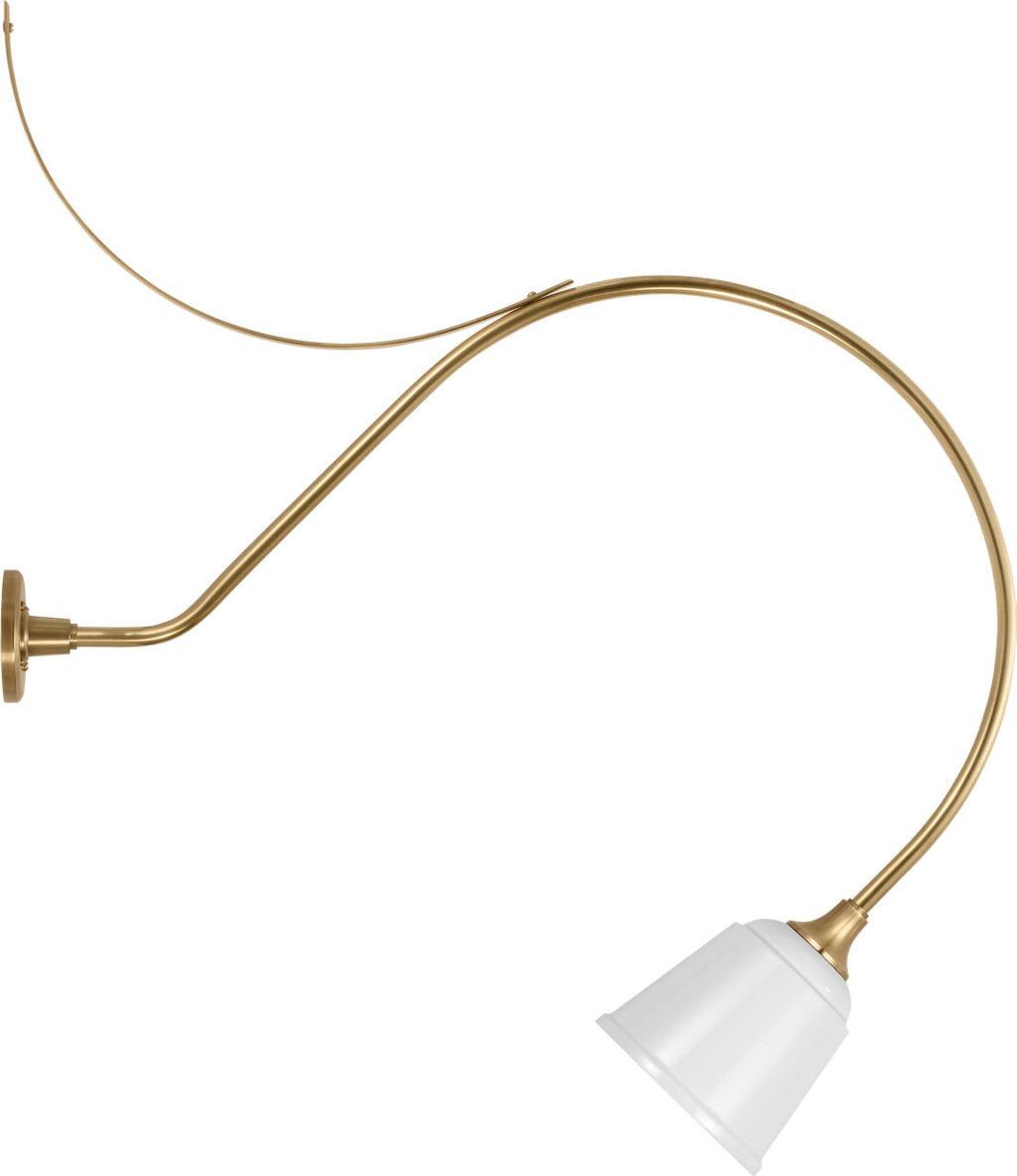 Academy 36" Anchored Larrabee Barn Light | Hand-Rubbed Antique Brass | 8 | 8" White Rockhouse Shade