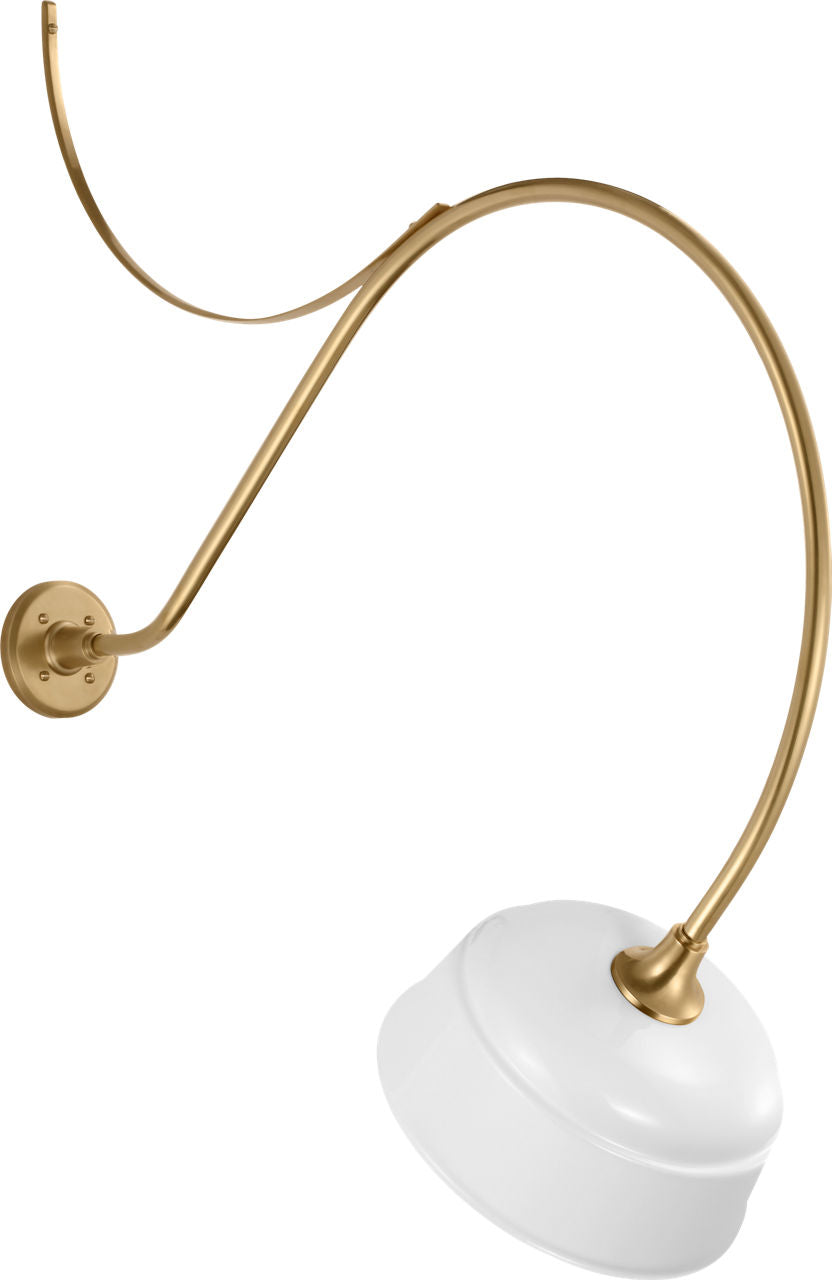 Academy 36" Anchored Larrabee Barn Light | Hand-Rubbed Antique Brass | 12.5 | 12.5" White Rockhouse Shade