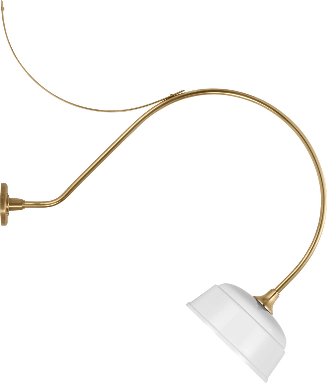Academy 36" Anchored Larrabee Barn Light | Hand-Rubbed Antique Brass | 12.5 | 12.5" White Rockhouse Shade