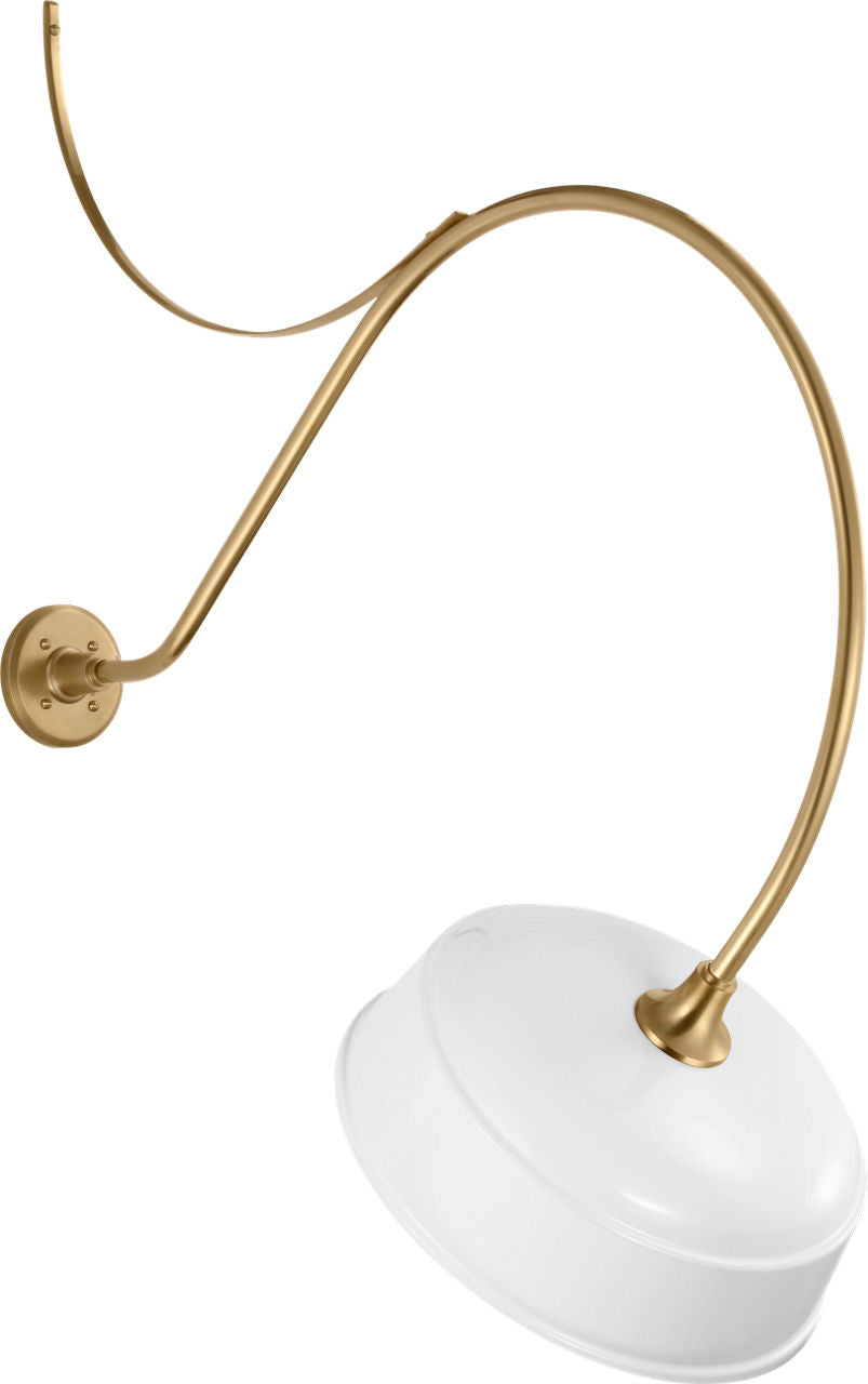 Academy 36" Anchored Larrabee Barn Light | Hand-Rubbed Antique Brass | 16 | 16" White Rockhouse Shade