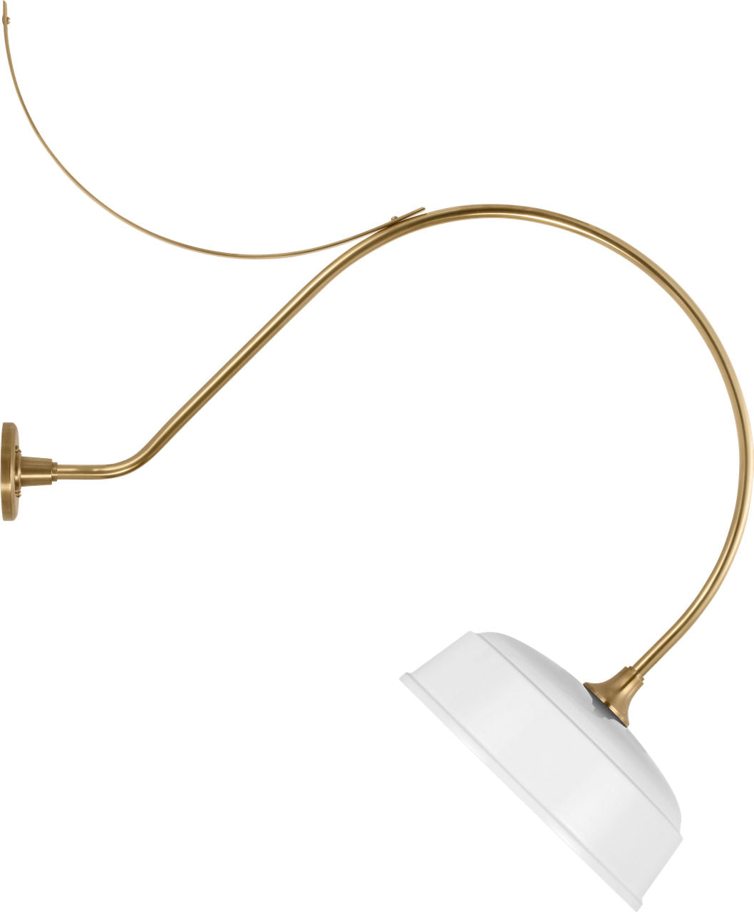 Academy 36" Anchored Larrabee Barn Light | Hand-Rubbed Antique Brass | 16 | 16" White Rockhouse Shade