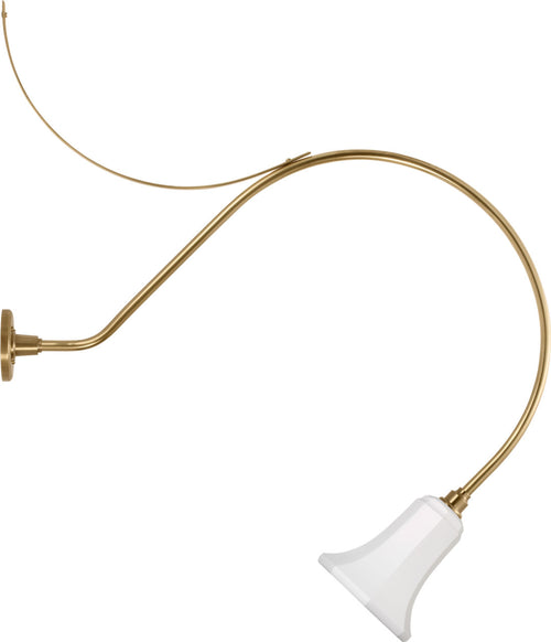 Academy 36" Anchored Larrabee Barn Light | Hand-Rubbed Antique Brass | 7.5 | 7.5" White Savannah Shade