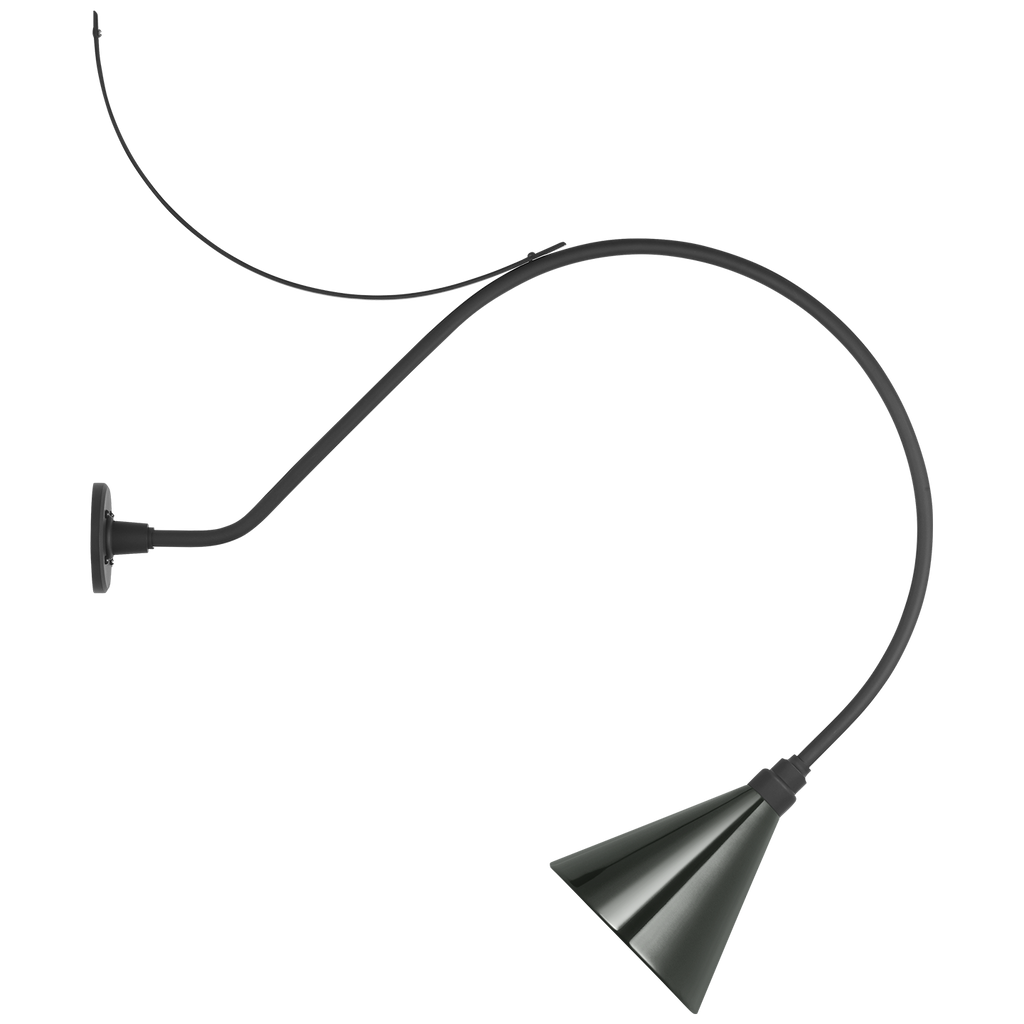 Academy 36" Anchored Larrabee Barn Light | Matte Black | 9 | 9" Green Conical Savannah Shade
