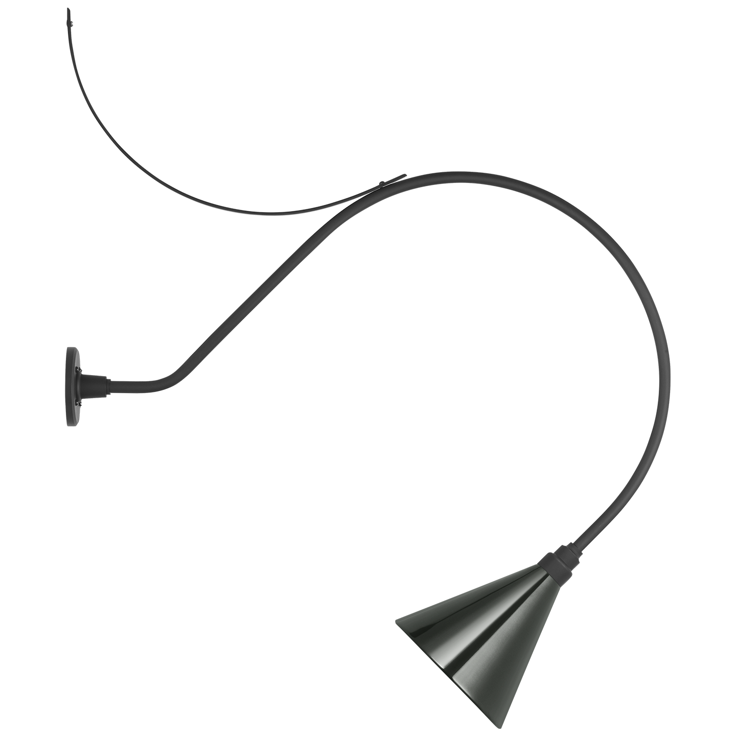 Academy 36" Anchored Larrabee Barn Light | Matte Black | 9 | 9" Green Conical Savannah Shade
