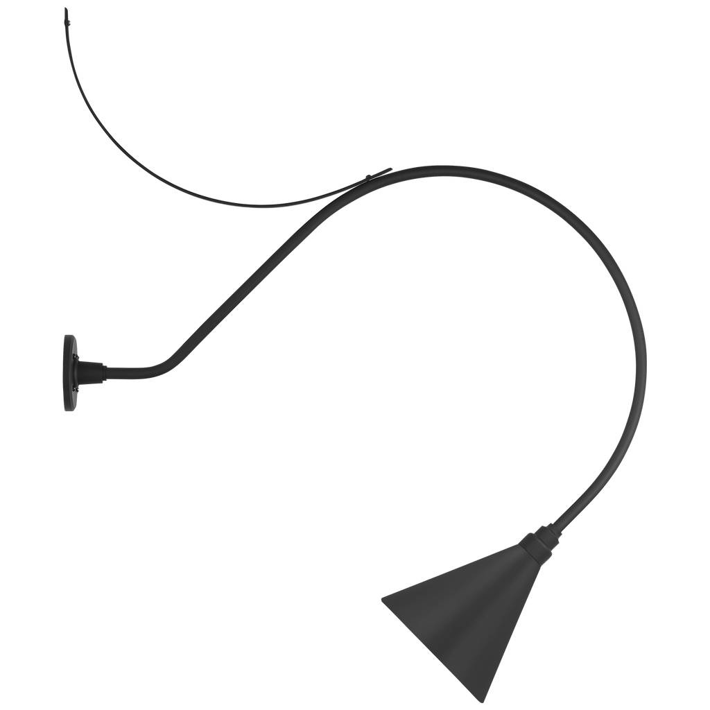 Academy 36" Anchored Larrabee Barn Light | Matte Black | 9 | 9" Matte Black Conical Savannah Shade