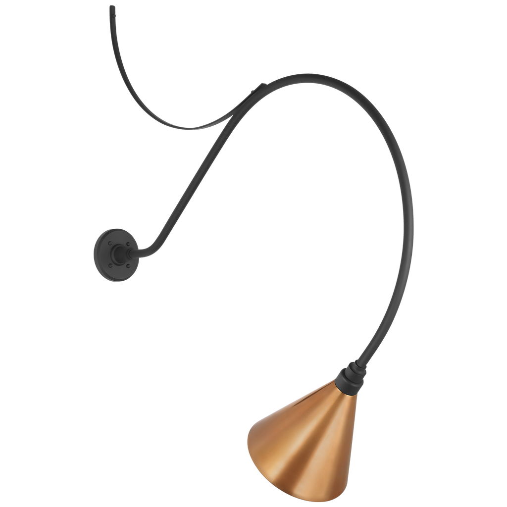 Academy 36" Anchored Larrabee Barn Light | Matte Black | 9 | 9" Soft Copper Conical Savannah Shade